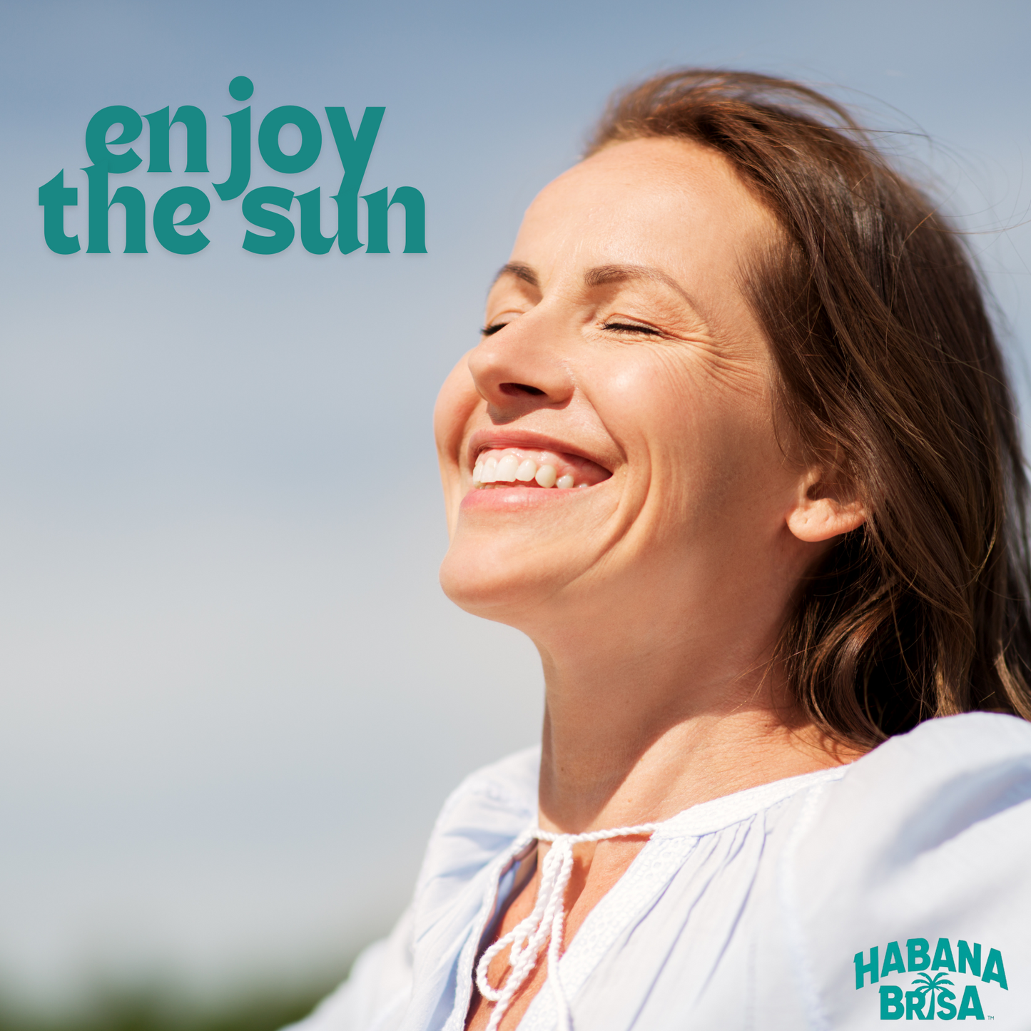 Woman enjoying the sun with Habana Brisa Reef Friendly SPF 30 Sunscreen – Non-GMO, Vegan, Broad Spectrum UVA/UVB protection for sun safety
