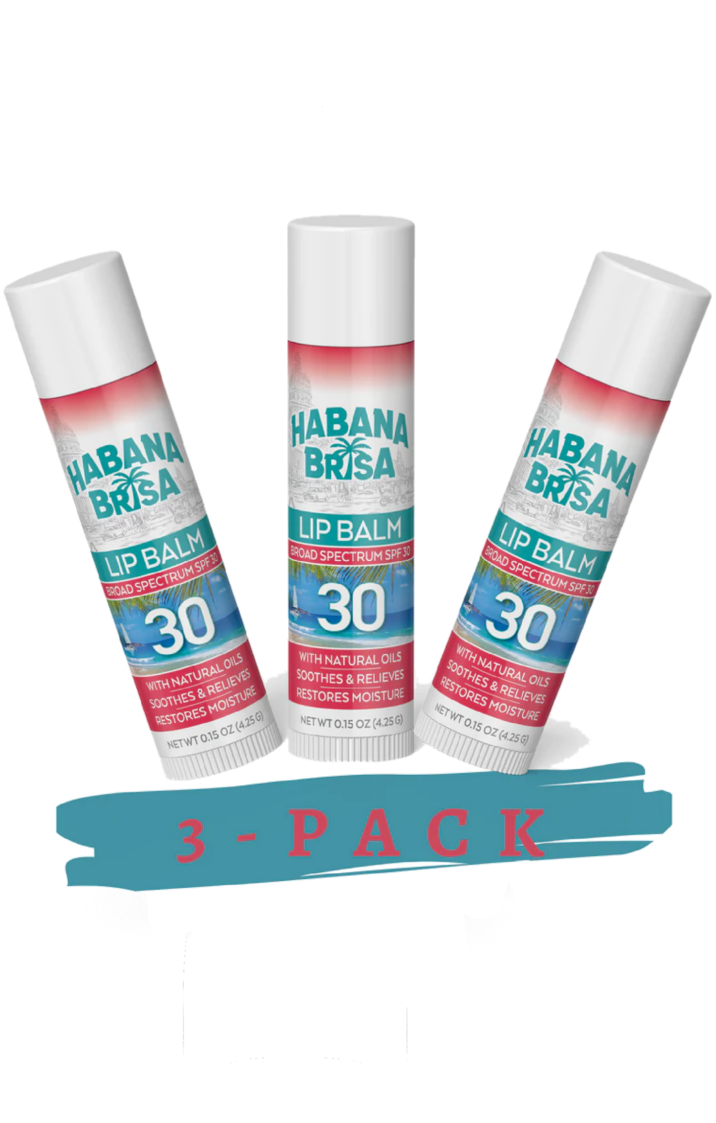 Reef Safe SPF 30 Lip Balm – Moisturizing, Vegan (3 Pack)