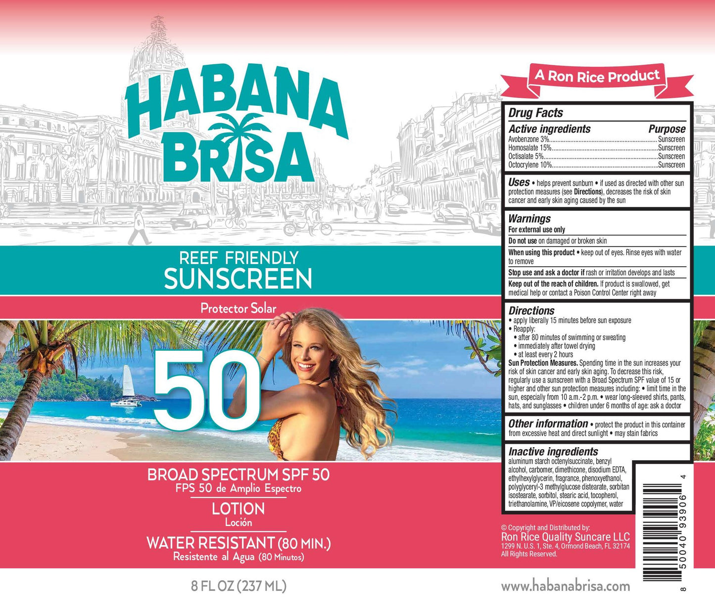 Reef Friendly- SPF 50 Lotion Sunscreen - Vegan, Non-GMO & Water-Resistant