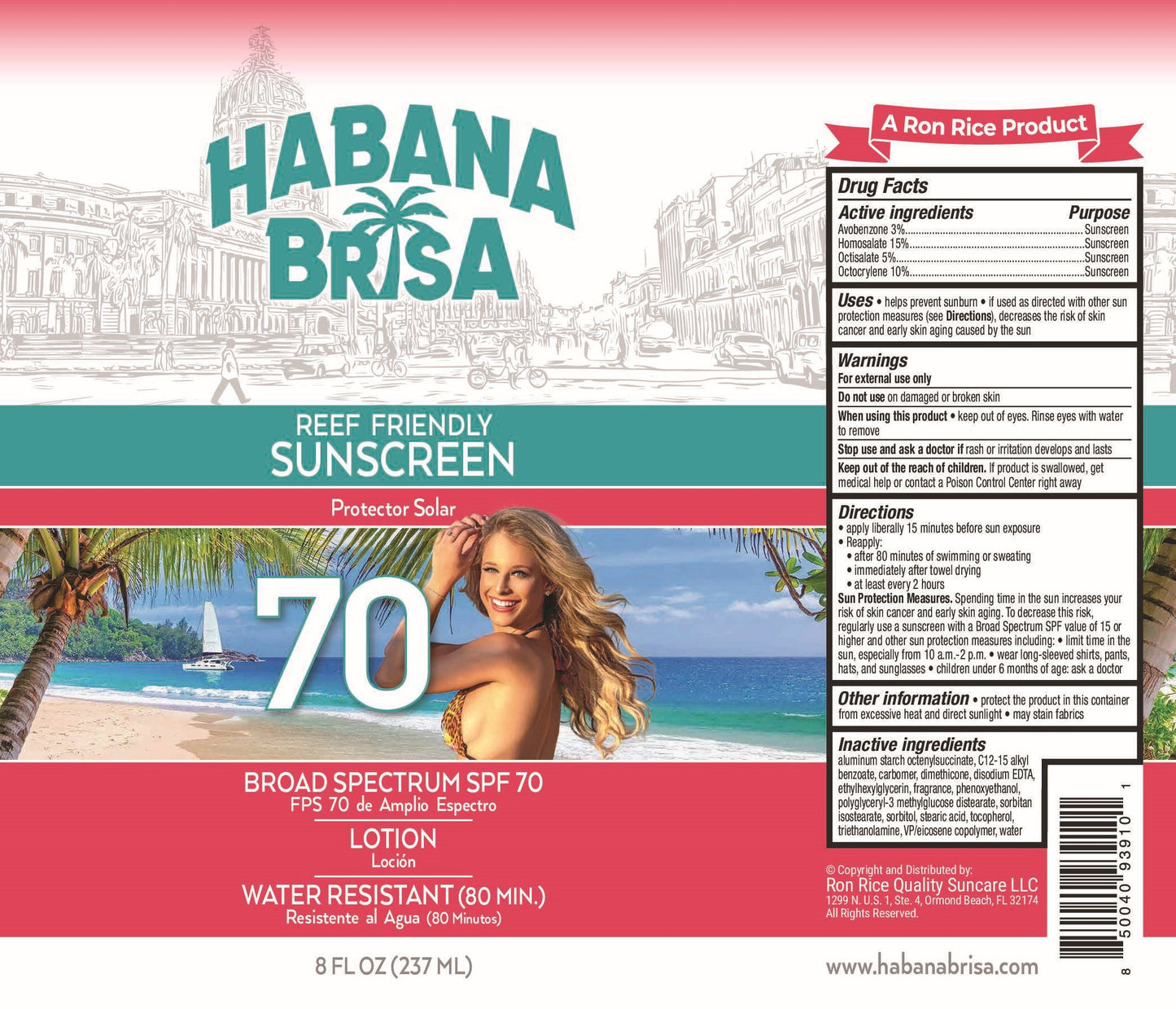 Reef Friendly- SPF 70 Lotion Sunscreen - Vegan, Non-GMO & Water-Resistant
