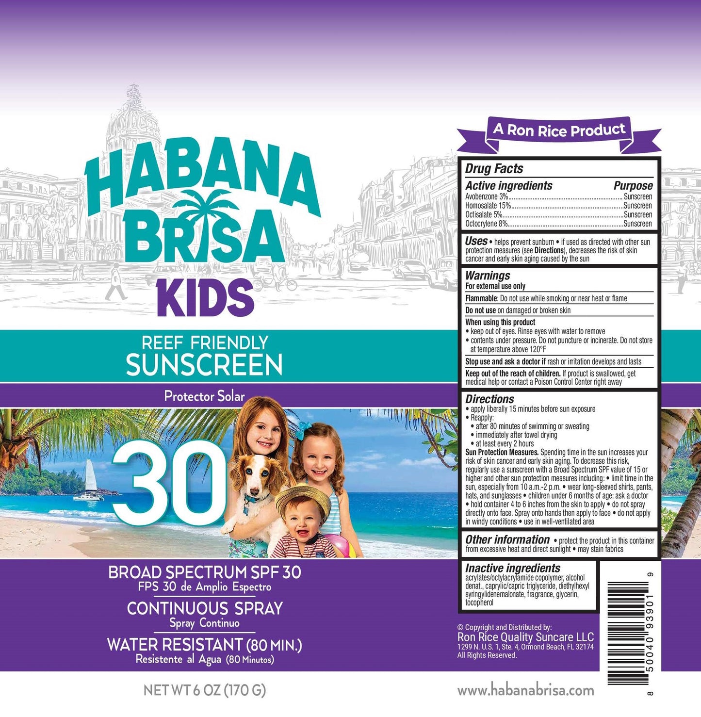 SPF 30 Kids Sunscreen Spray - Vegan, Non-GMO & Water-Resistant