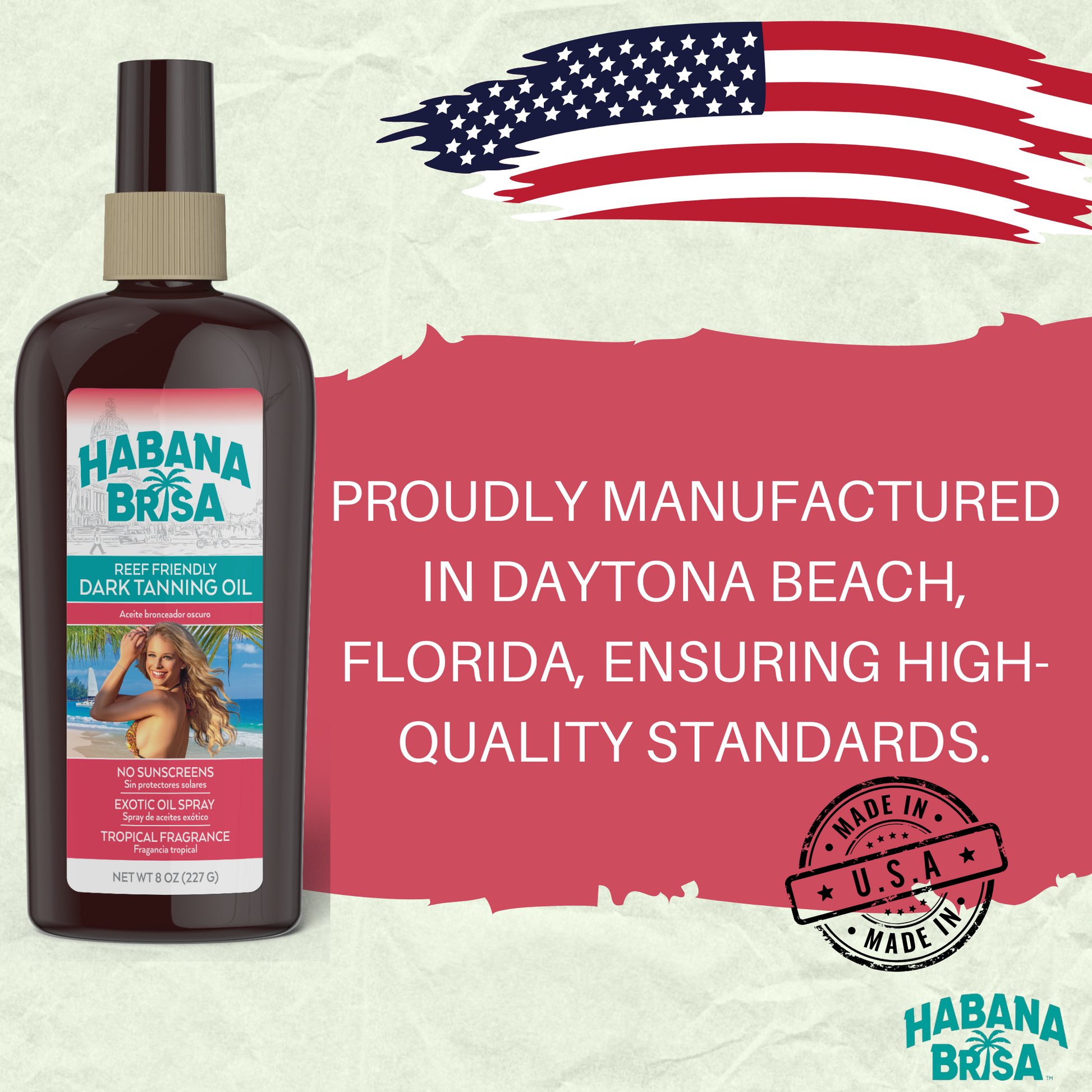 Habana Brisa Natural and Mineral tanning oil for sensitive skin